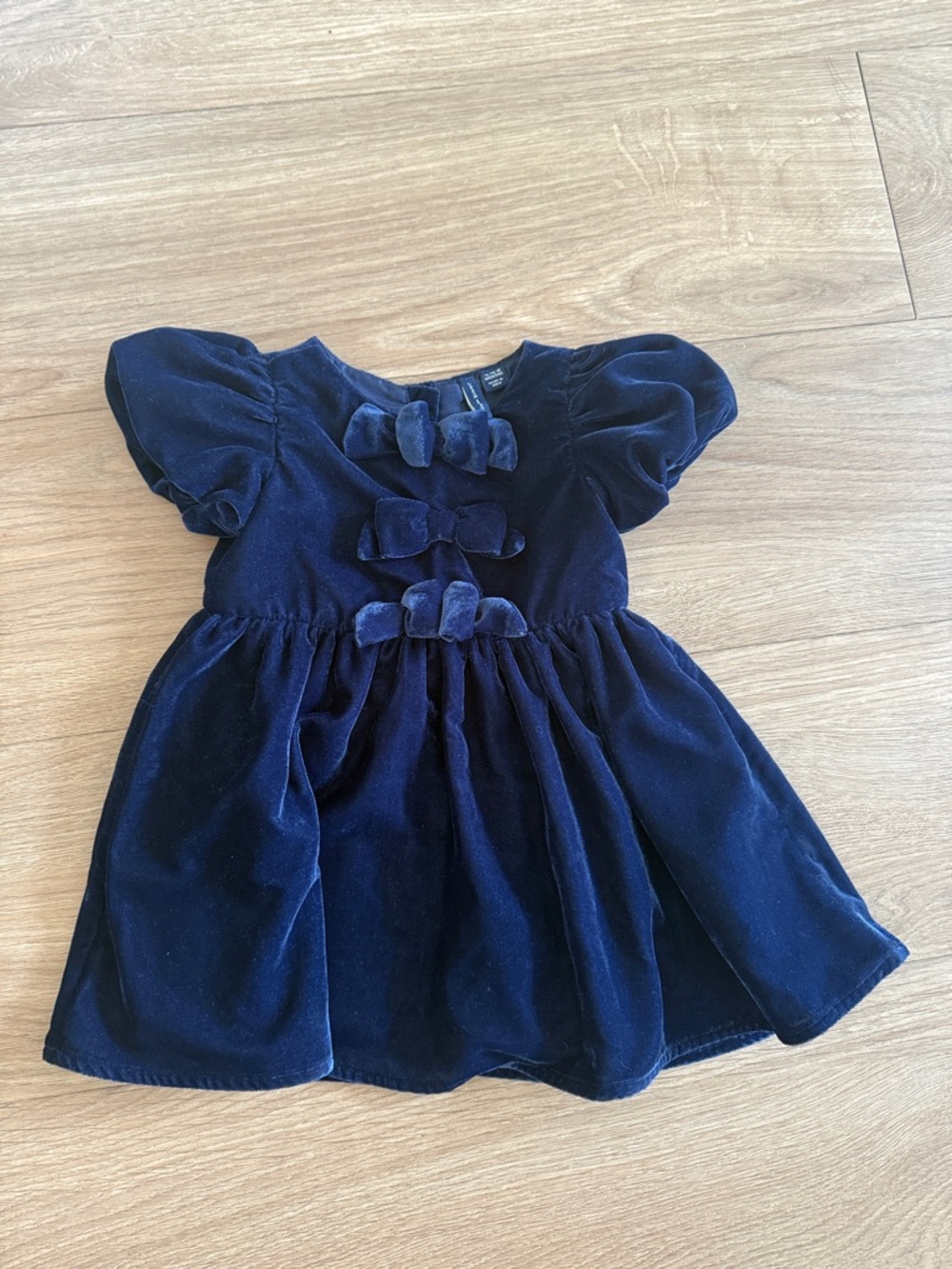Janie and Jack Deep Navy Velvet Bow-Front Formal Dress